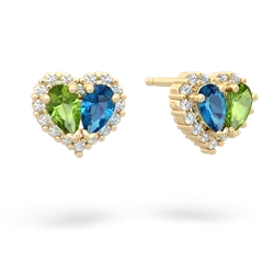 Peridot Halo 14K Yellow Gold earrings E7008