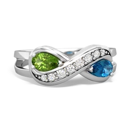 Peridot Diamond Infinity 14K White Gold ring R5390