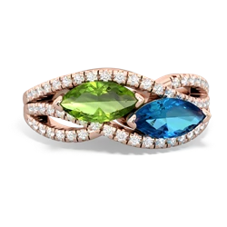 Peridot Diamond Rivers 14K Rose Gold ring R3070