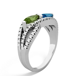 Peridot Diamond Rivers 14K White Gold ring R3070