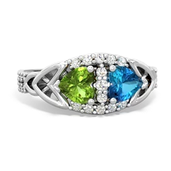 Peridot Sparkling Celtic Knot 14K White Gold ring R2645