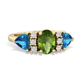 Peridot Antique Style Three Stone 14K Yellow Gold ring R2186