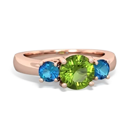 Peridot Three Stone Round Trellis 14K Rose Gold ring R4018