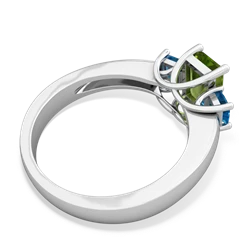 Peridot Three Stone Emerald-Cut Trellis 14K White Gold ring R4021