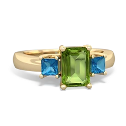 Peridot Three Stone Emerald-Cut Trellis 14K Yellow Gold ring R4021