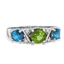 Peridot Hugs And Kisses 14K White Gold ring R5016