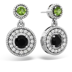 Peridot Halo Dangle 14K White Gold earrings E5319