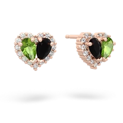 Peridot Halo 14K Rose Gold earrings E7008