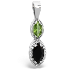 Peridot Antique-Style Halo 14K White Gold pendant P5700