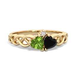 Peridot Heart To Heart Braid 14K Yellow Gold ring R5870