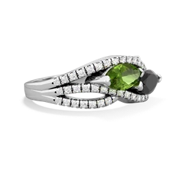 Peridot Diamond Rivers 14K White Gold ring R3070