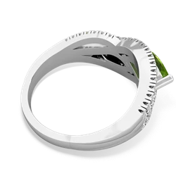 Peridot Diamond Rivers 14K White Gold ring R3070