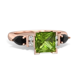 Peridot 6Mm Princess Eternal Embrace Engagement 14K Rose Gold ring C2002