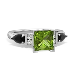 Peridot 6Mm Princess Eternal Embrace Engagement 14K White Gold ring C2002