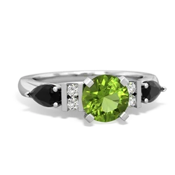 Peridot 6Mm Round Eternal Embrace Engagement 14K White Gold ring R2005