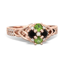 Peridot Celtic Knot Cluster Engagement 14K Rose Gold ring R26443RD