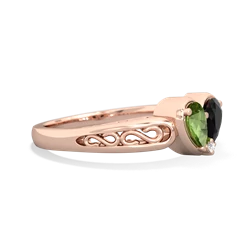 Peridot Filligree 'One Heart' 14K Rose Gold ring R5070