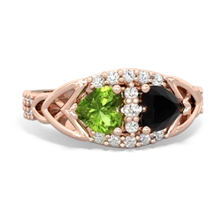 Peridot Sparkling Celtic Knot 14K Rose Gold ring R2645