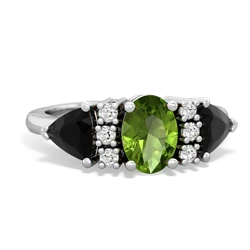 Peridot Antique Style Three Stone 14K White Gold ring R2186