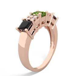 Peridot Three Stone Diamond Cluster 14K Rose Gold ring R2592