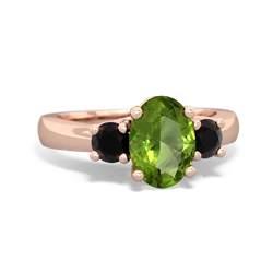 Peridot Three Stone Oval Trellis 14K Rose Gold ring R4024