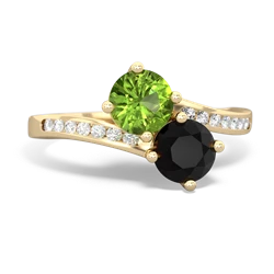 Peridot Channel Set Two Stone 14K Yellow Gold ring R5303