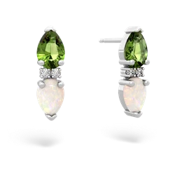 Peridot Bowtie Drop 14K White Gold earrings E0865