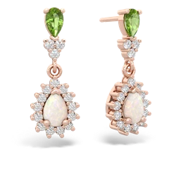 Peridot Halo Pear Dangle 14K Rose Gold earrings E1882