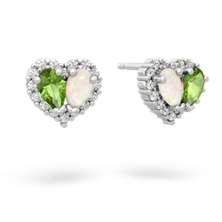 Peridot Halo 14K White Gold earrings E7008