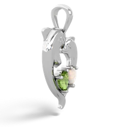 Peridot Dolphin Heart 14K White Gold pendant P5820