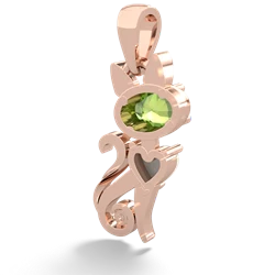 Peridot Kitten 14K Rose Gold pendant P5780