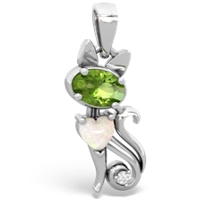 Peridot Kitten 14K White Gold pendant P5780