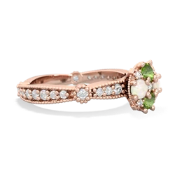 Peridot Sparkling Tiara Cluster 14K Rose Gold ring R26293RD