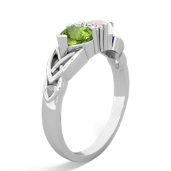 Peridot Celtic Knot Double Heart 14K White Gold ring R5040