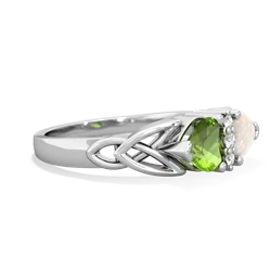 Peridot Celtic Knot Double Heart 14K White Gold ring R5040