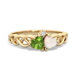 Peridot Heart To Heart Braid 14K Yellow Gold ring R5870