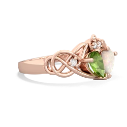 Peridot 'One Heart' Celtic Knot Claddagh 14K Rose Gold ring R5322