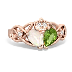 Peridot 'One Heart' Celtic Knot Claddagh 14K Rose Gold ring R5322