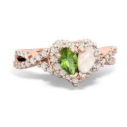 Peridot Diamond Twist 'One Heart' 14K Rose Gold ring R2640HRT