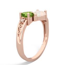 Peridot Snuggling Hearts 14K Rose Gold ring R2178