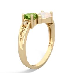 Peridot Snuggling Hearts 14K Yellow Gold ring R2178