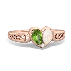 Peridot Filligree 'One Heart' 14K Rose Gold ring R5070