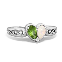 Peridot Filligree 'One Heart' 14K White Gold ring R5070