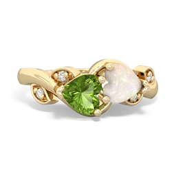 Peridot Floral Elegance 14K Yellow Gold ring R5790