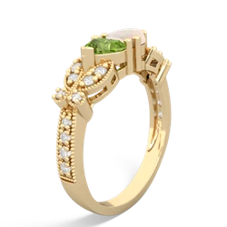 Peridot Diamond Butterflies 14K Yellow Gold ring R5601