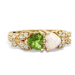 Peridot Diamond Butterflies 14K Yellow Gold ring R5601