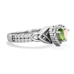 Peridot Celtic Knot Two Hearts As One 14K White Gold ring R2644HRT