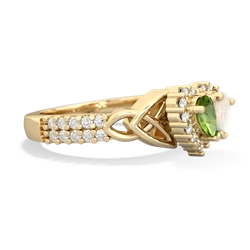 Peridot Celtic Knot Two Hearts As One 14K Yellow Gold ring R2644HRT