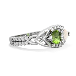 Peridot Sparkling Celtic Knot 14K White Gold ring R2645