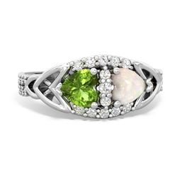 Peridot Sparkling Celtic Knot 14K White Gold ring R2645